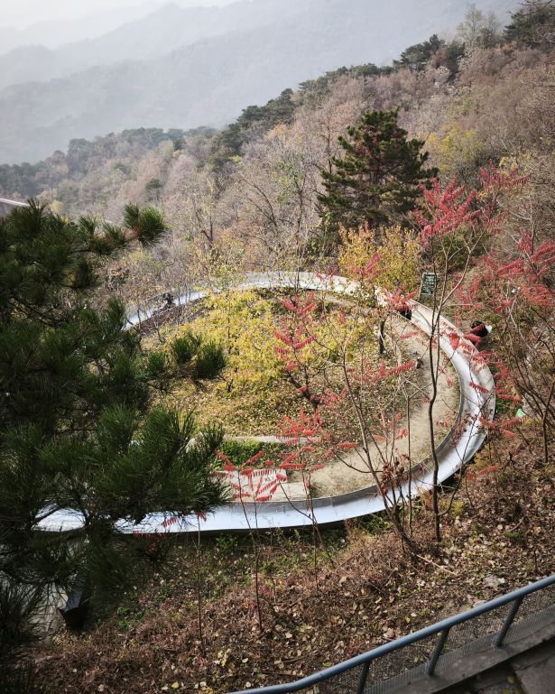 Una curva del tobogán que puedes tomar para bajar de la Gran Muralla China