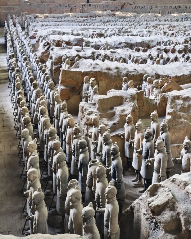 Los guerreros de Xi'an en el hangar 1, China