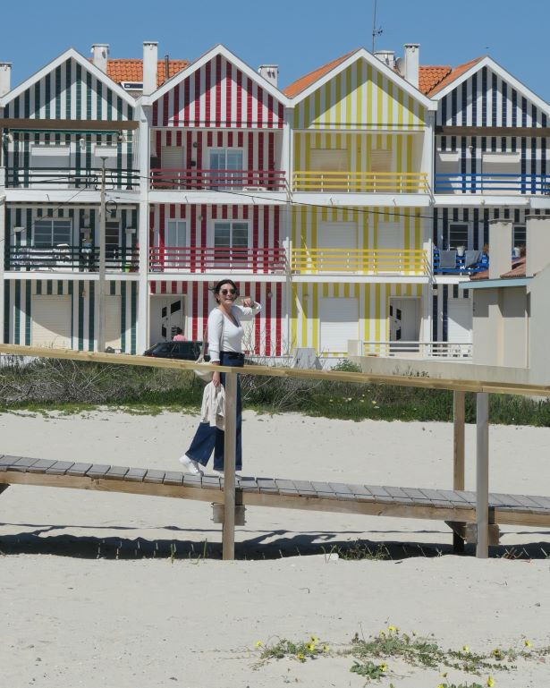 Palheiros en la costa Nova, Portugal