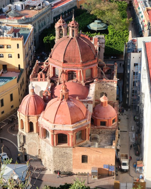 templo de san francisco en guanajuato, vista aérea